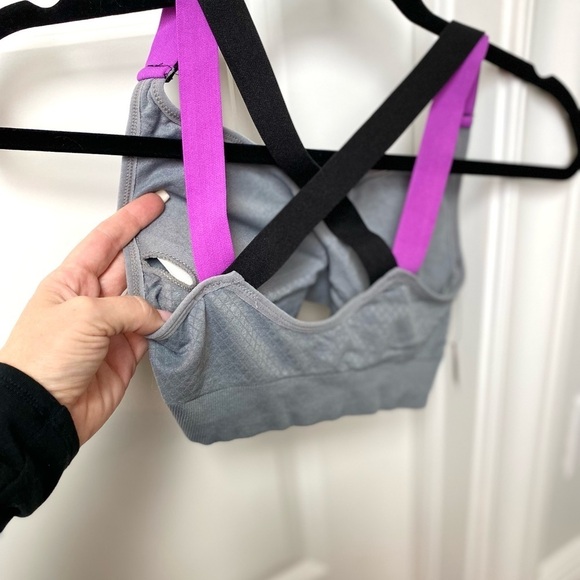 Gray Padded sports bra small medium large NWT New Purple - Picture 6 of 7
